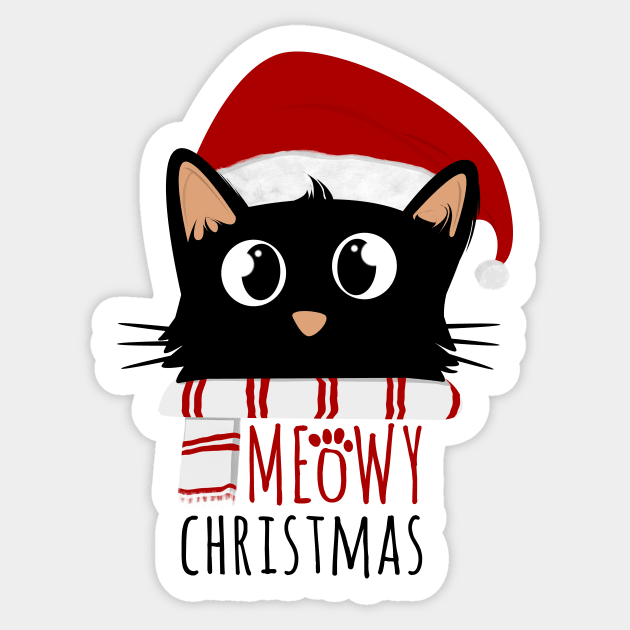 Meowy Christmas Cute Black Cat Sticker by Rishirt